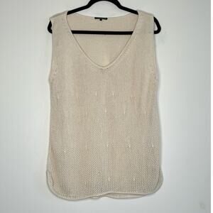 Manrico Cashmere Knit‎ Tank Top Women’s M Cream Sleeveless 50% Cashmere Italy